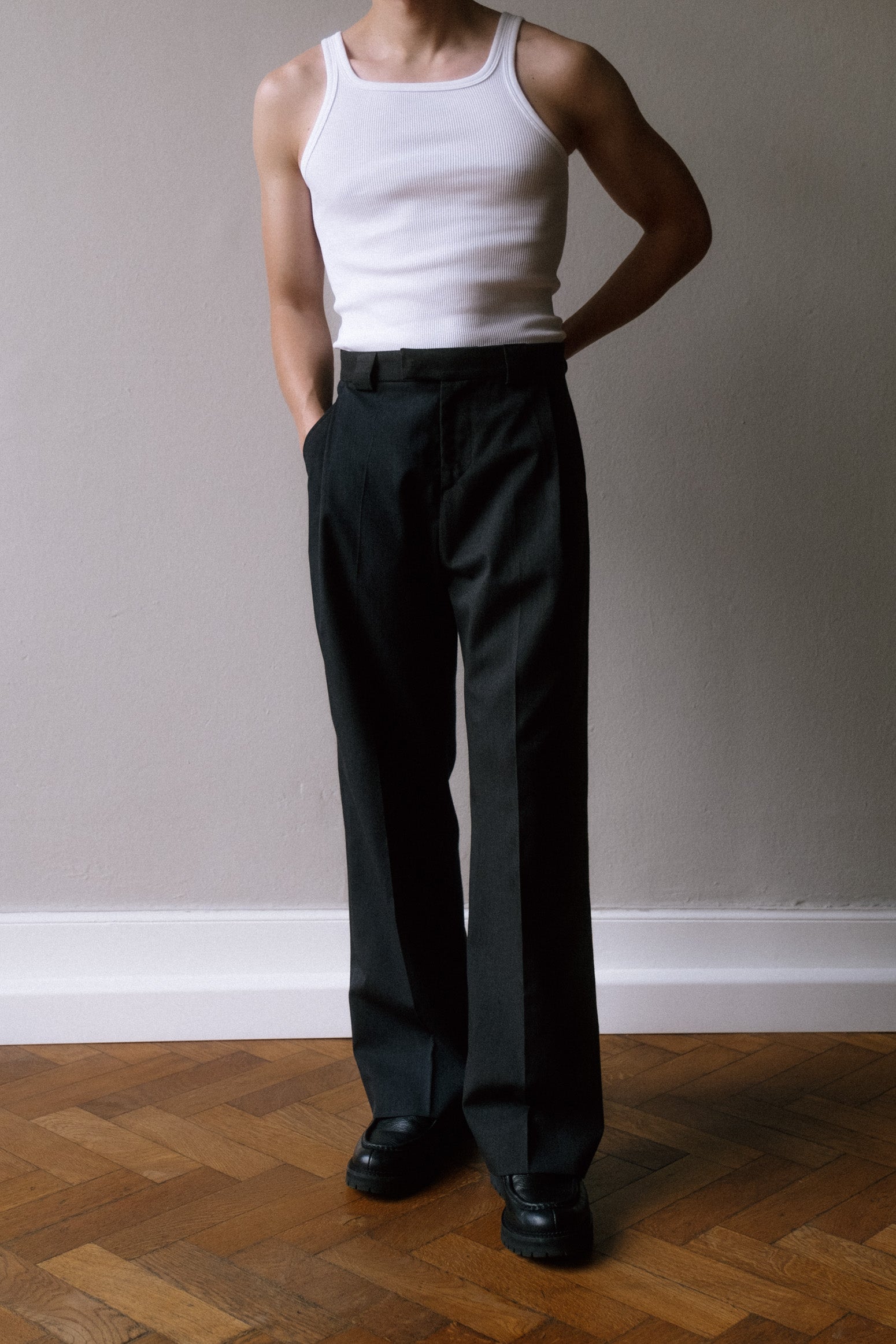 Wool Trousers with Pleats | Anthracite