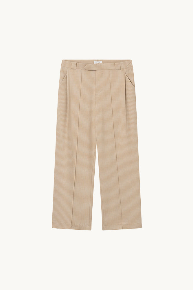 Wide-Leg Trousers with Pleats | Pinstripes