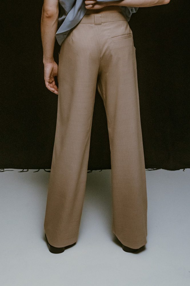 Wide-Leg Trousers with Pleats | Pinstripes