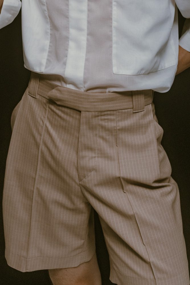 Shorts with Pleats | Pinstripes